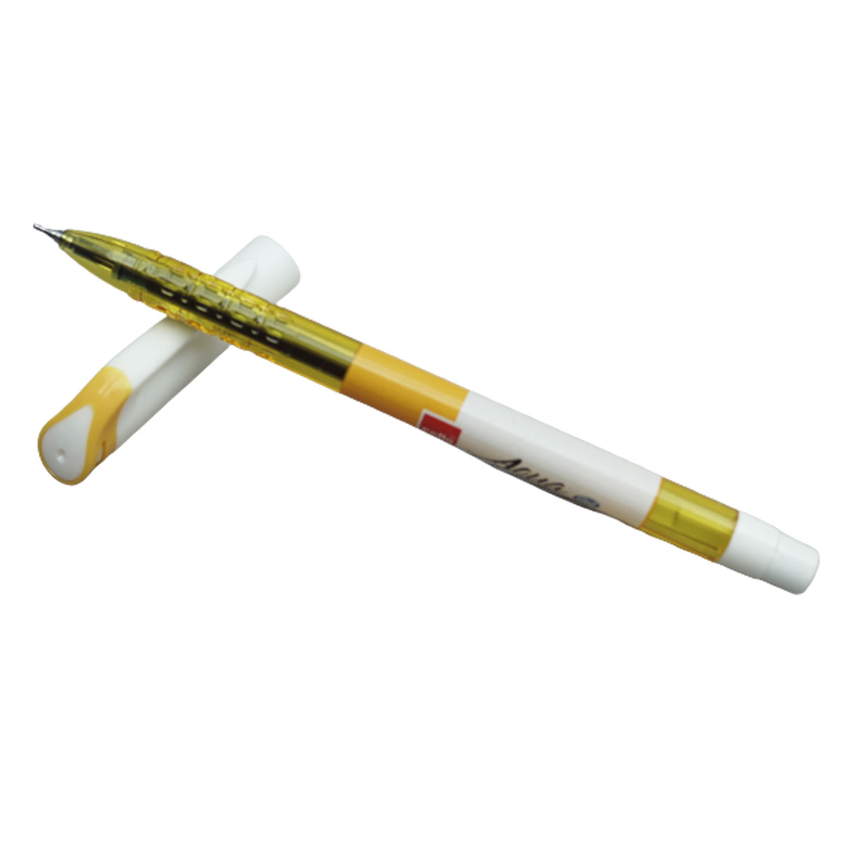 Cello Aqua Smooth White And Yellow Color Body With 0.6mm Blue Writing Gel Pen SKU 19986