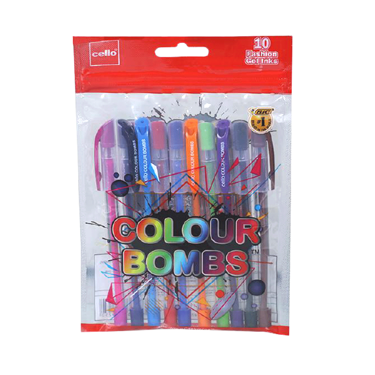 Cello Color Bombs 10 Assorted Neon Gel Pen SKU 19990