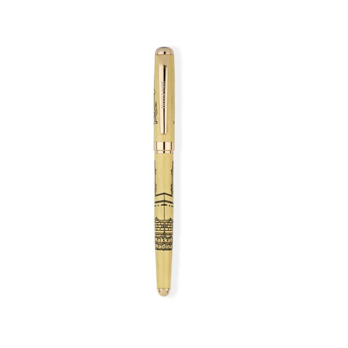 penhouse.in  Makkah Madina Design Gold Color Body Fine Tip Gold Clip Sliver Grip Roller Ball Pen  SKU 25085