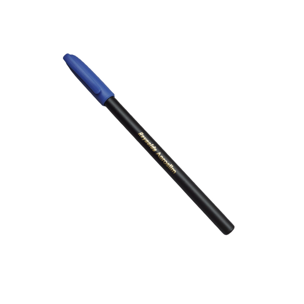 Reynolds Aeroslim Black Color Body With Blue Cap Smooth  Fine Tip Cap Type Ball Pen SKU 20078