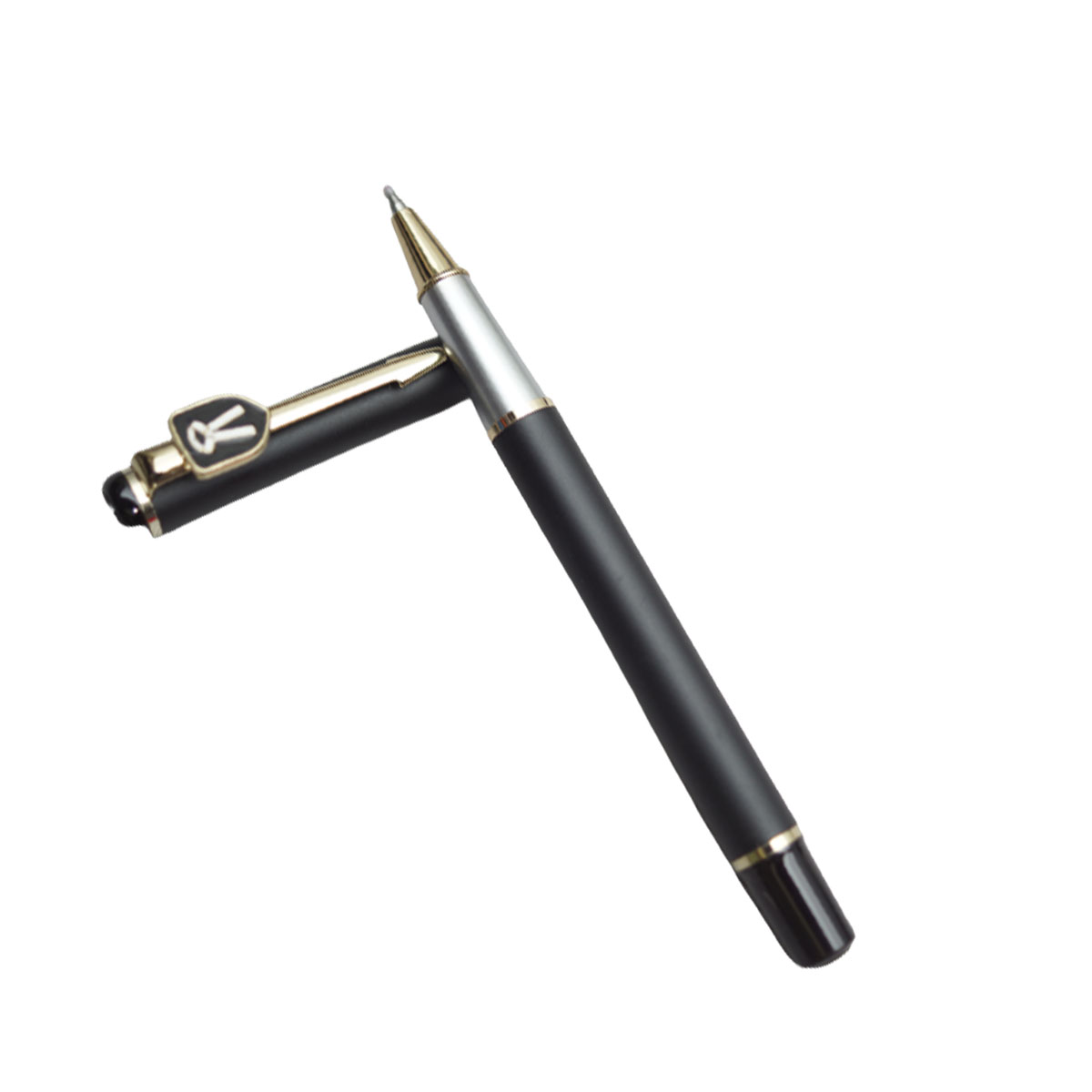 penhouse.in Advocate Symbol Mat Black Color Body With Gold Clip Medium Tip Cap Type  Roller Ball Pen SKU 20097
