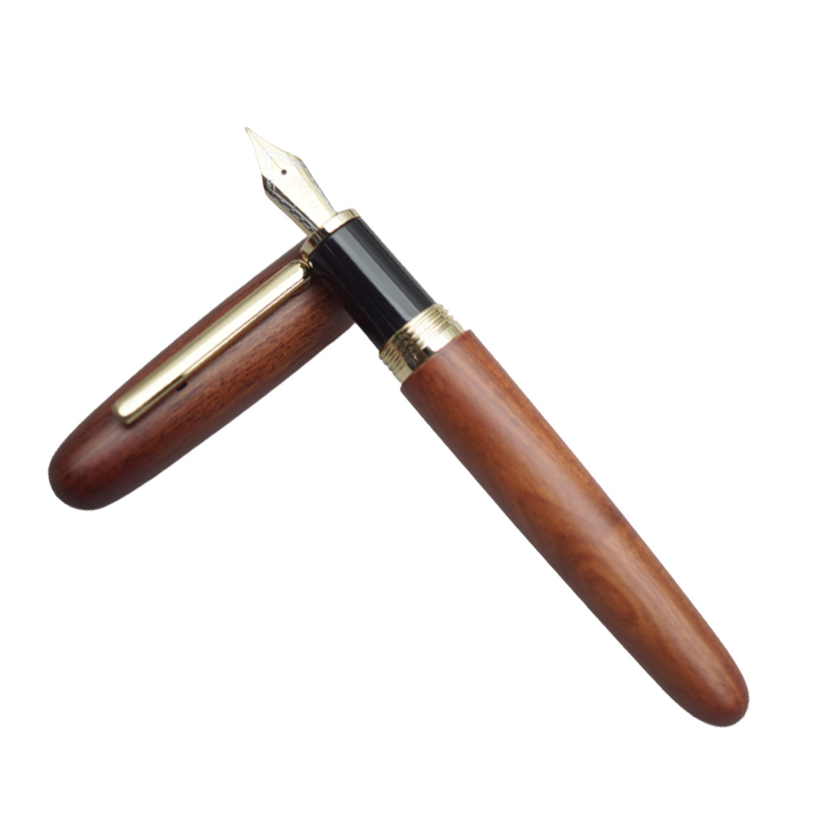 Jinhao 9056 Rose Wood Color Wooden Body With Gold Clip No.35 Fine Nib