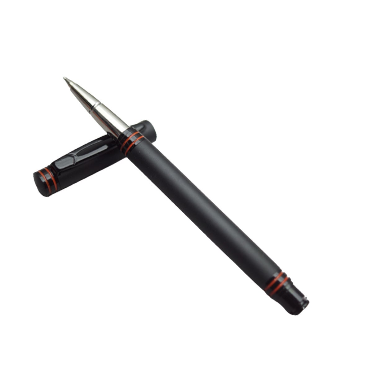 Picasso Parri Cooper Short Mat Black Color Body With Red Lines Black Designed Clip Fine Tip Jotter Refill Cap Type Ball Pen SKU 20166