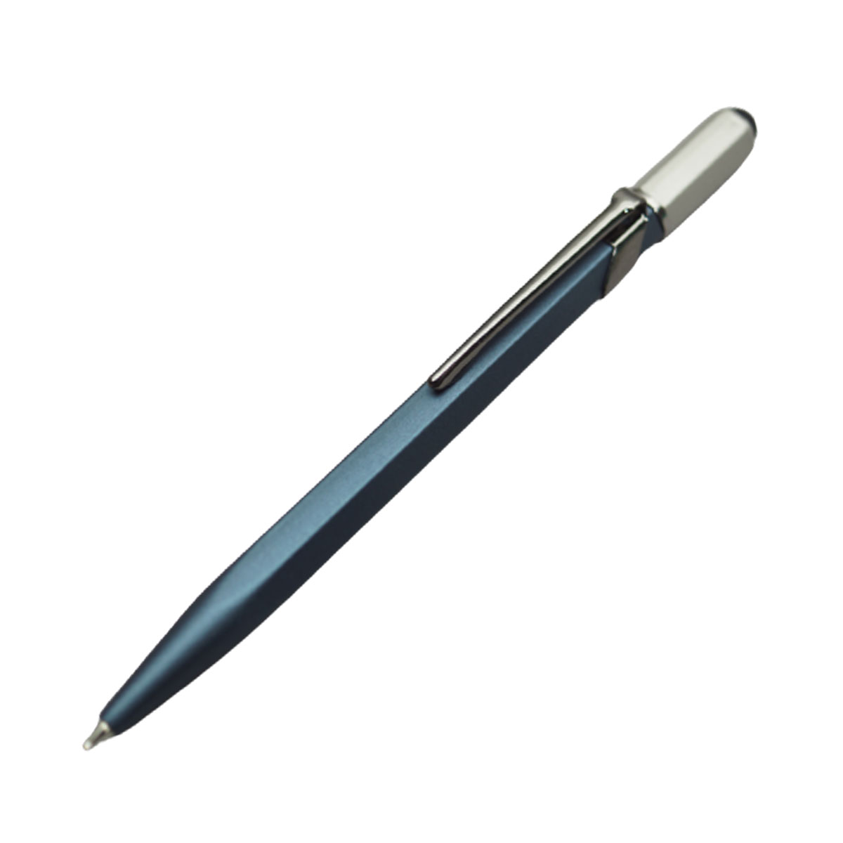Picasso Parri Hexa Mat Finish Peacock Blue Color Hexagon Shape Body With Black Metal Clip Design Stylus on Top Fine Tip Twist Type Ball Pen SKU 20167