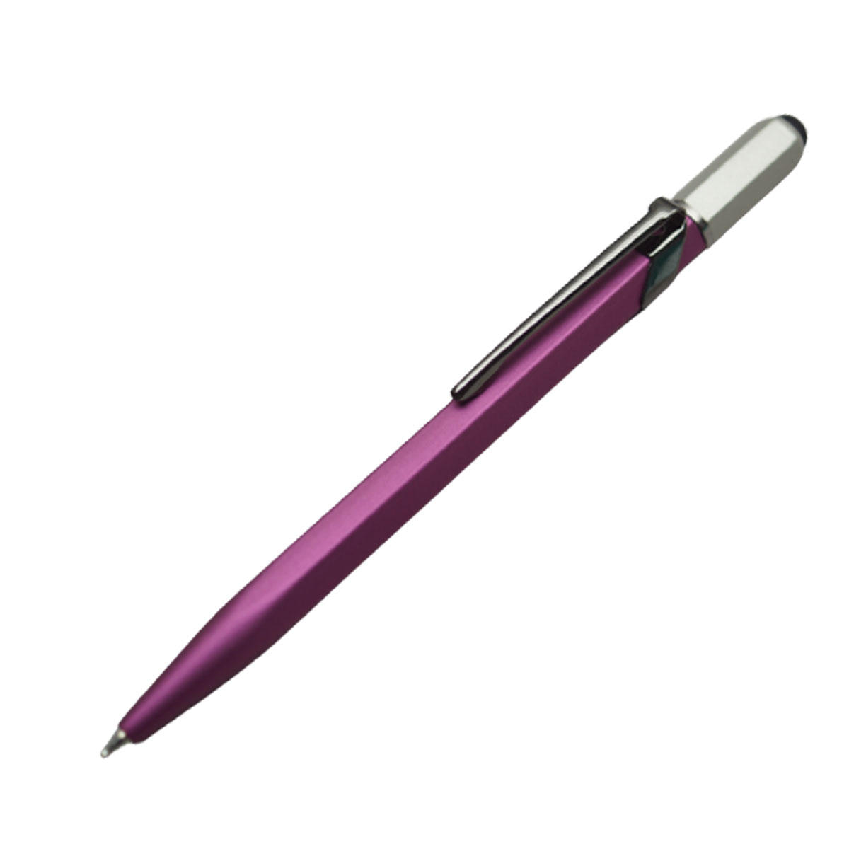 Picasso Parri Hexa Mat Finish Dark Pink Color Hexagon Shape Body With Black Metal Clip Design Stylus on Top Fine Tip Twist Type Ball Pen SKU 20171