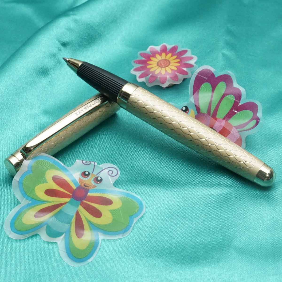 Picasso Parri Vice Full Gold Designed Color Body With Magnetic Cap Medium Tip Roller Ball Pen SKU 20177