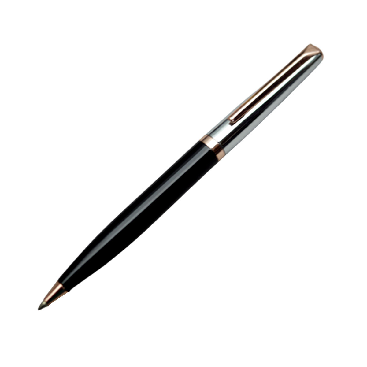 Pierre Cardin Crest White Gold Black Color Body With Silver Cap Copper Clip Fine Tip Twist Type Ball Pen SKU 20193
