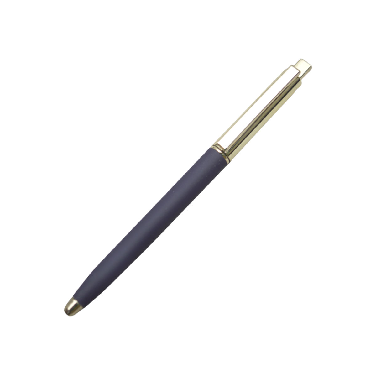 Reynolds Jetter Prestige Mat Blue Color Rubber Finish Body With Gold Cap Fine Tip Click Type Ball Pen SKU 20209