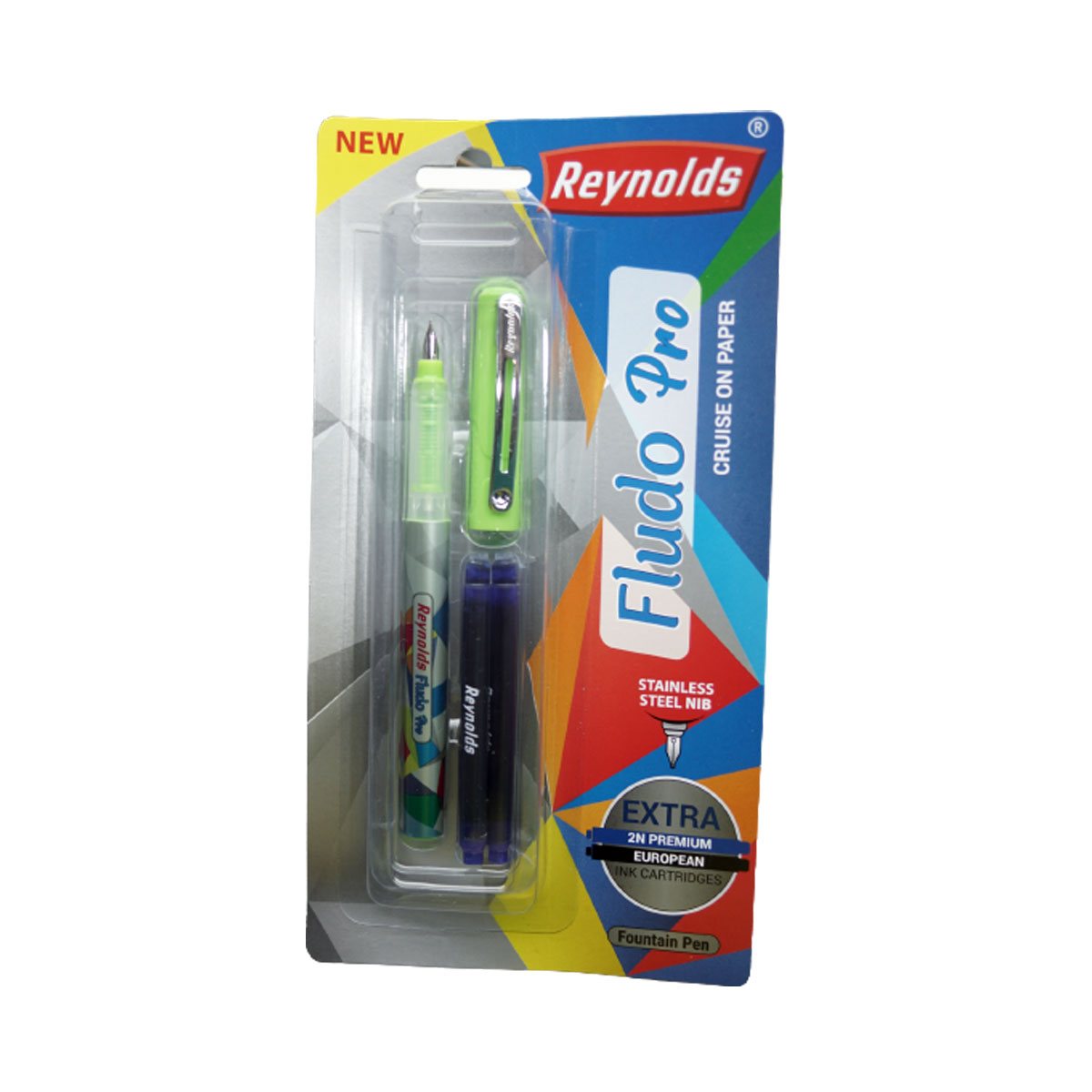 Reynolds Fludo Pro Green Color Body Design With Silver Clip Fine