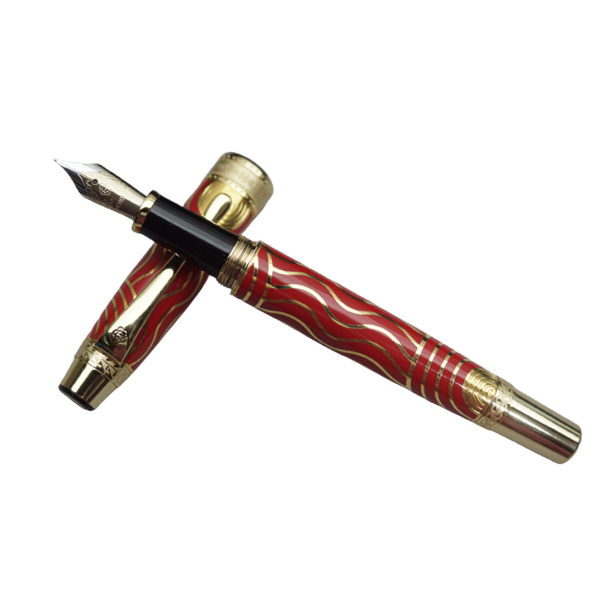 Hero 2067 Red Color Body and Cap Fine Nib Golden Trims Convertor Type Fountain pen SKU 20227