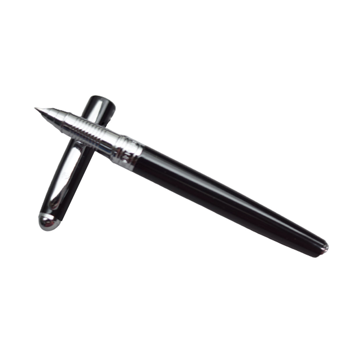 Hero 377 Black Body and Cap Fine Nib Silver Trims  Convertor Type  Fountain Pen SKU 20234