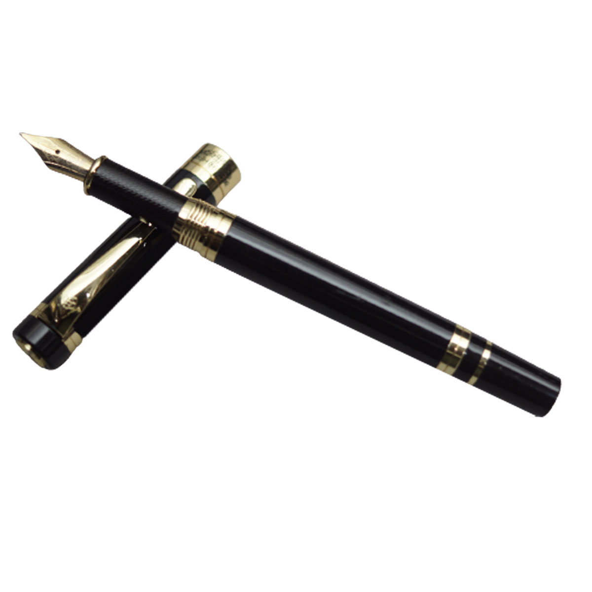 Hero 975 Black Body and Cap Fine Goild Nib with Gold Trims Converter Type Fountain pen SKU 20235