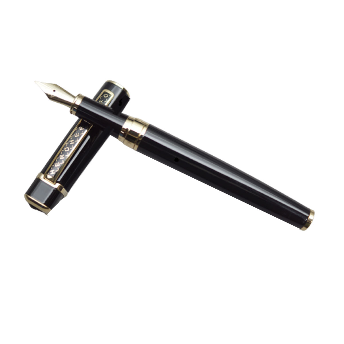 Hero 979 Black Body and Cap Fine Gold Nib with Gold Trims Converter Type Fountain Pen SKU 20236