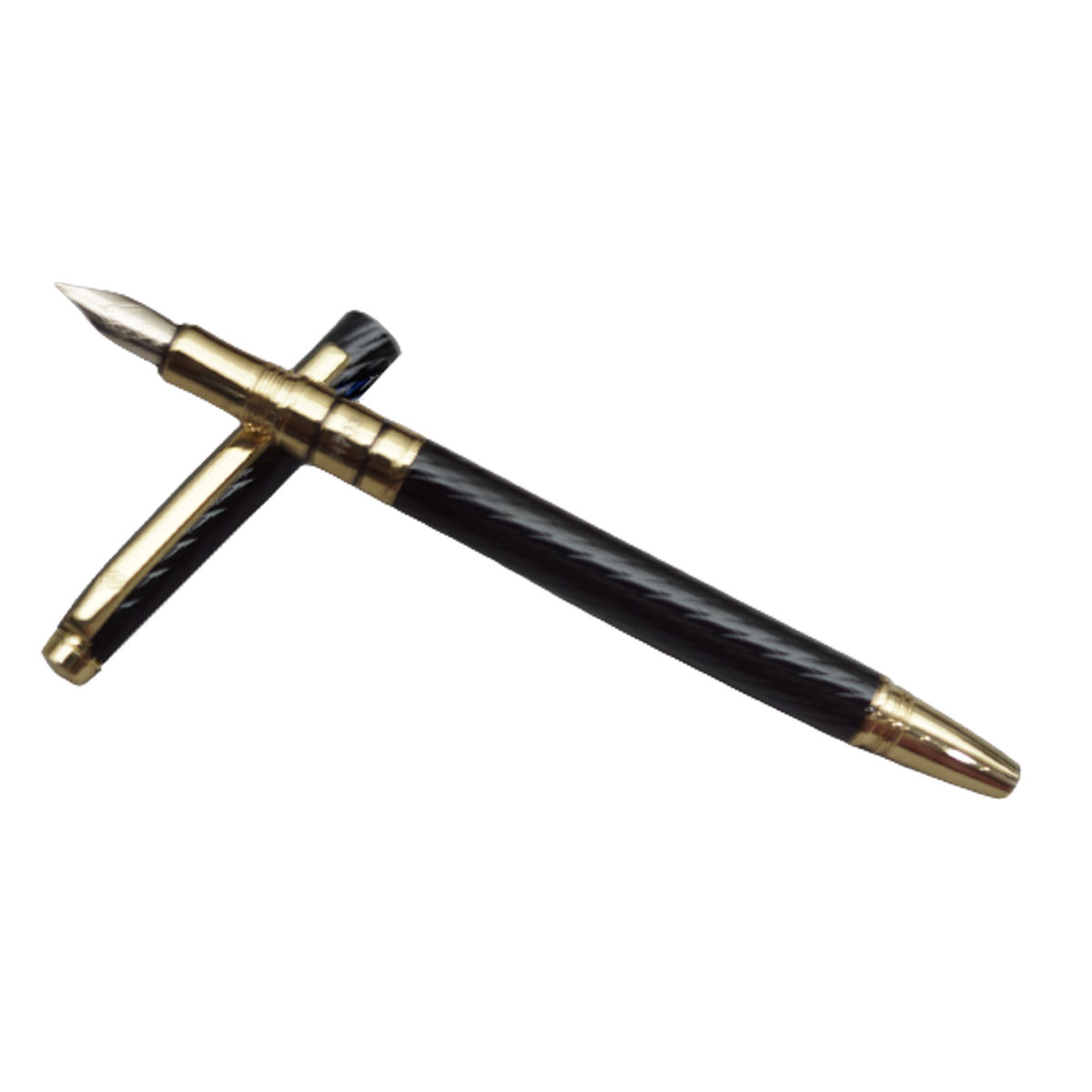 Hero 703- 10K - Gold Nib  Fine Tipped  Slim converter type Fountain Pen Black Color Body and Cap with Gold Trims SKU 20242