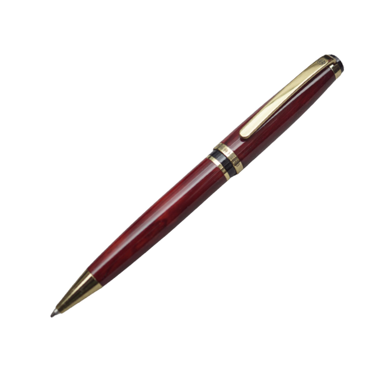Hero 966 Red Wood Color Body and Cap Medium Tipped Twist Type Ball Pen with Gold Trims SKU 20248