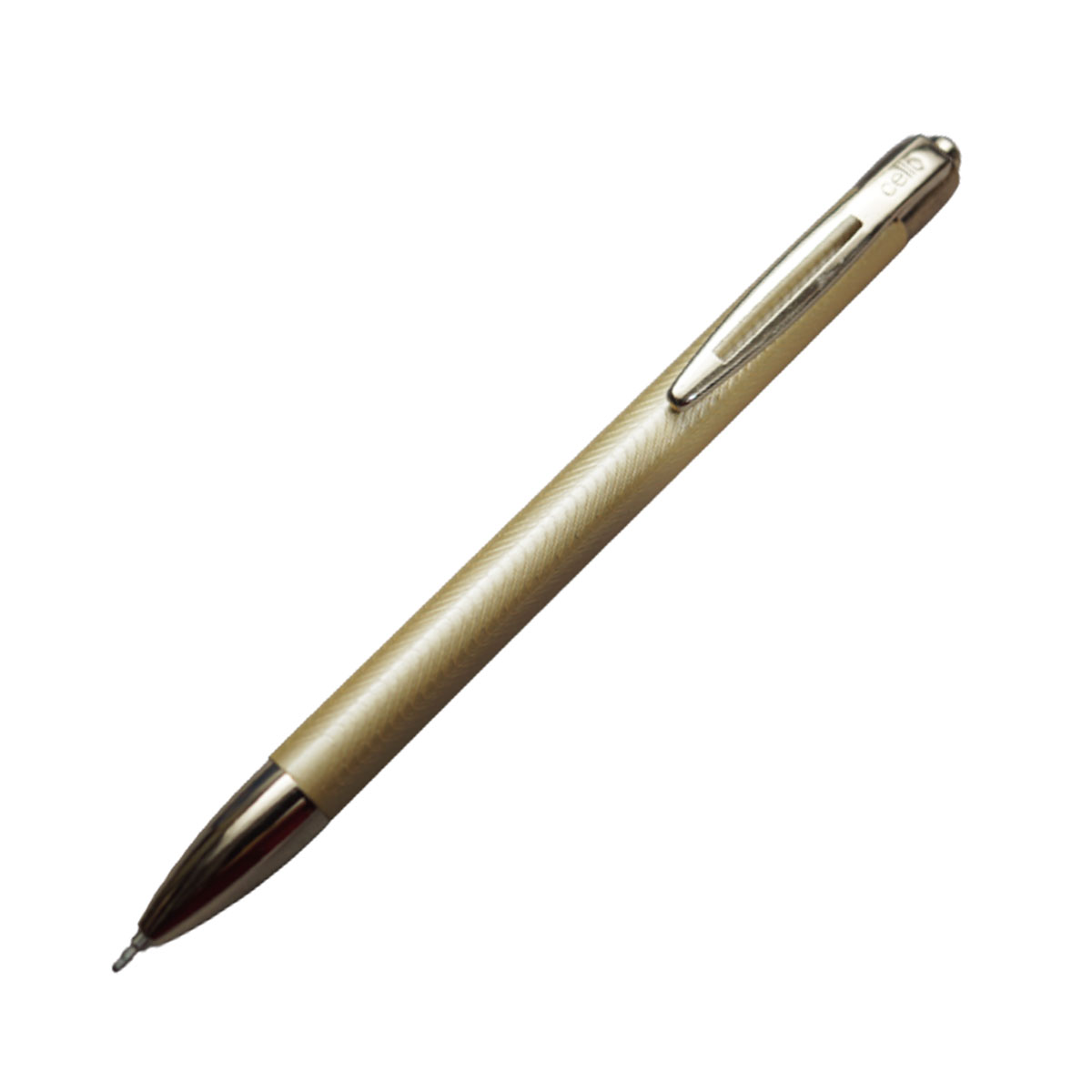 Cello Bronza Light Gold Designed Body With Fine Tip Click Type Ball Pen SKU 20290