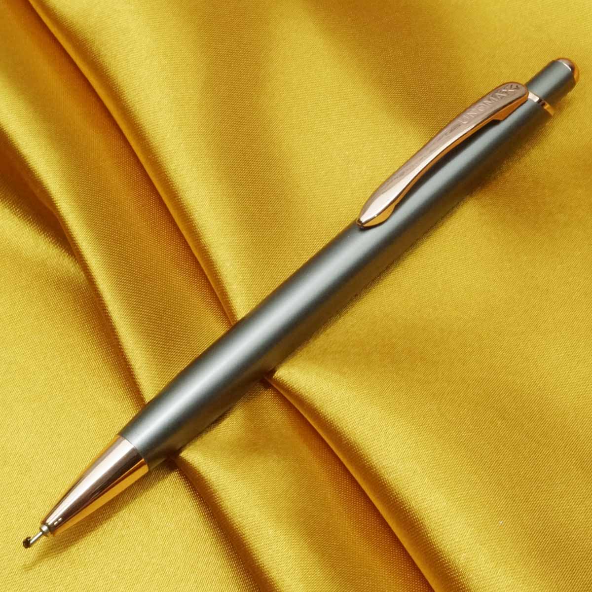 Unomax Dolce Grey Color Body With Copper Clip Fine Tip Click Type Ball Pen SKU 20343