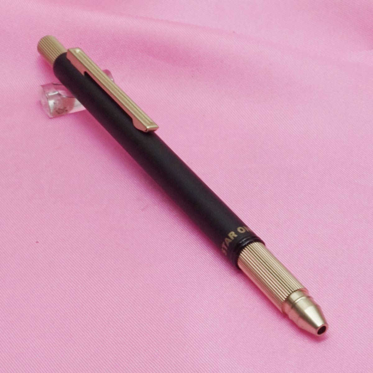 Star One Slim Mat Black Color Body With Dull Gold Designed Clip  Fine Tip Jotter Refill Click Type Ball Pen SKU 20414