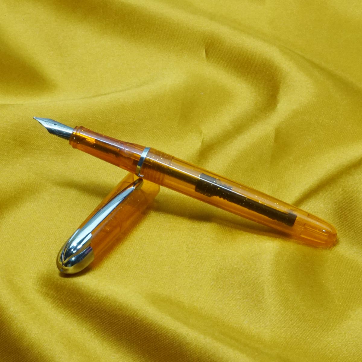 Hero FP8000 - Orange Color Transparent Body With Medium Nib Converter Type Fountain Pen SKU  20441