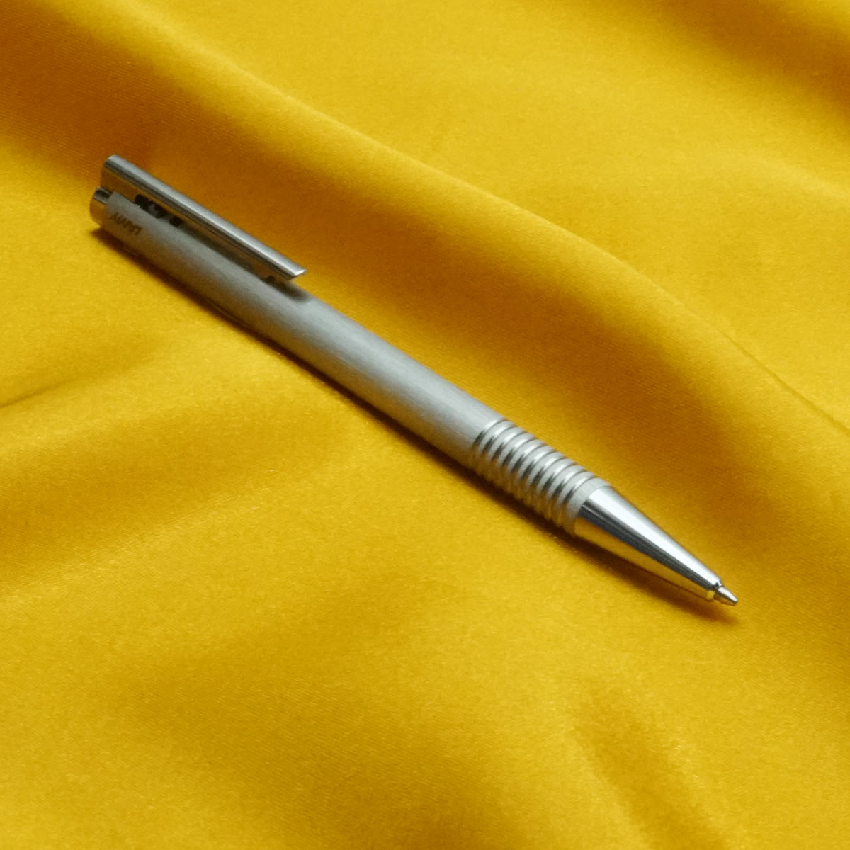 Lamy 206 BP logo Brushed Steel Body Ball Pen Silver Trims Medium Point Retractable Ball Pen SKU 20524
