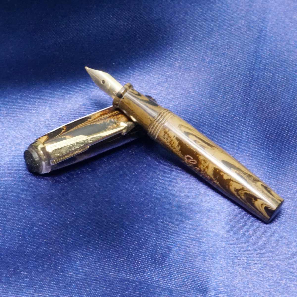 Gama Mini Ebonite Light Brown Marble finish Body and Cap No.0 GP Fine Tiped Hand made Eye Dropper Model Fountain Pen SKU 20589