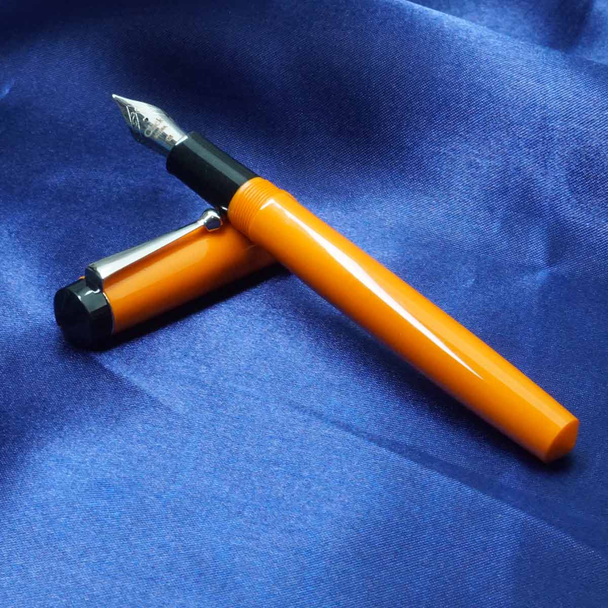 Click Aristocrat Orange Color Body and Cap No.35 SSF Medium Tipped Nib Eye Dropper Model Fountain Pen SKU 20613