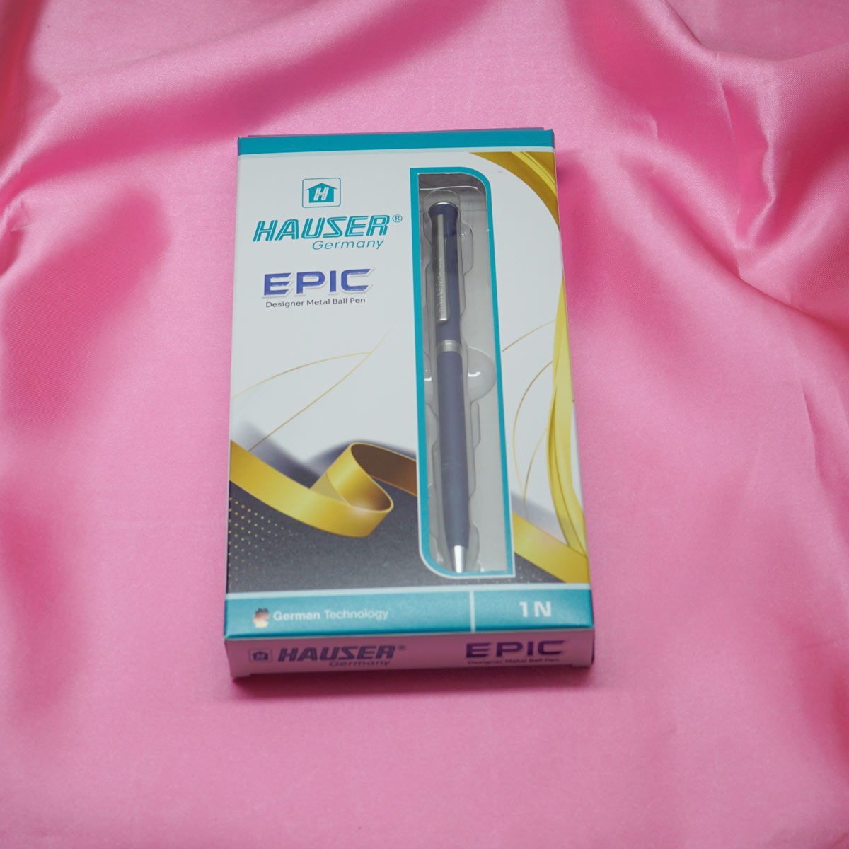 Hauser Epic Slim Mat Finish Blue Color Body With Fine Tip Silver Trim Twist Type Ball Pen SKU 20672