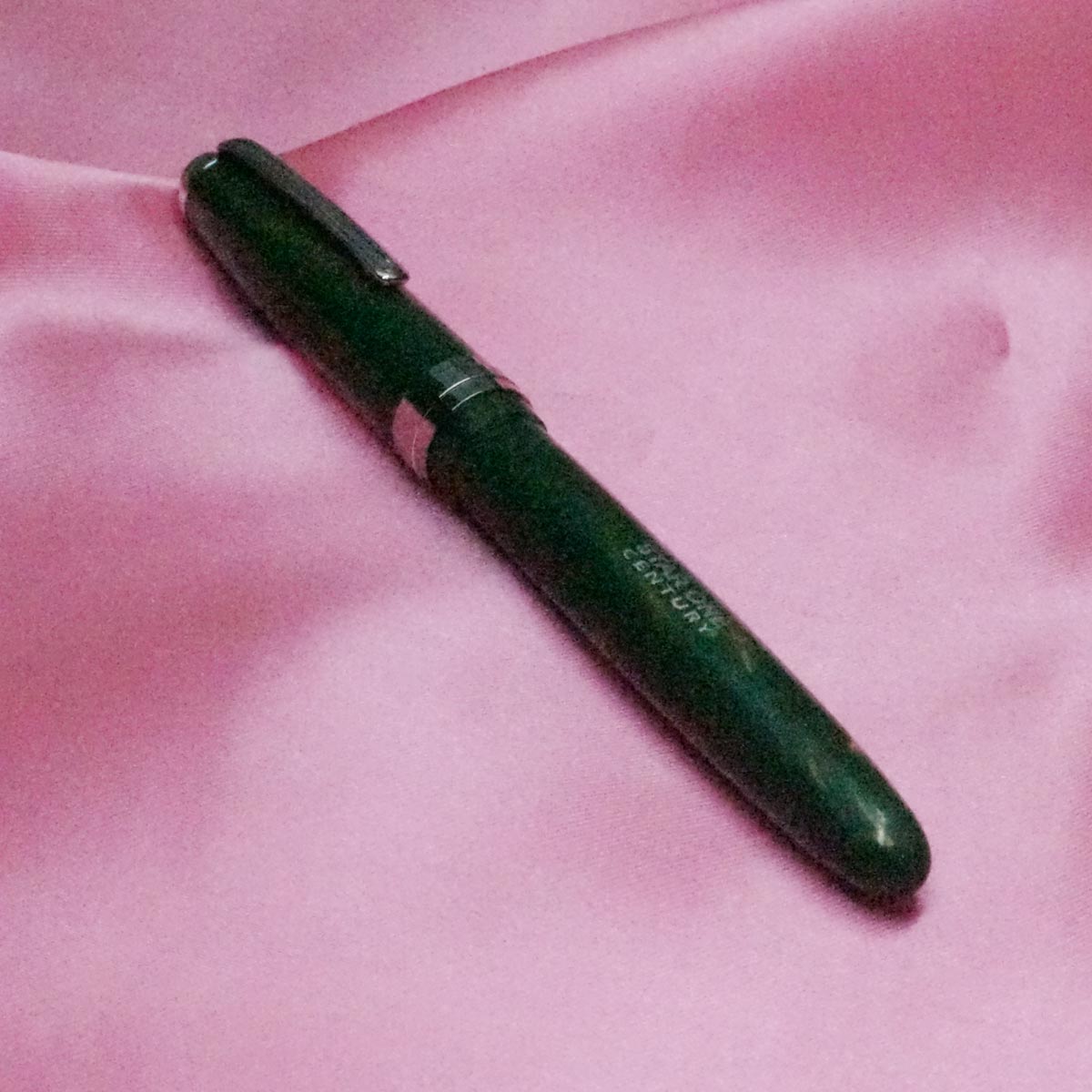 Starone Century Green Color Body and Cap with Silver Trims No.8 Dual Tone Fine Tipped Eye Dropper Model Fountain Pen SKU 20788