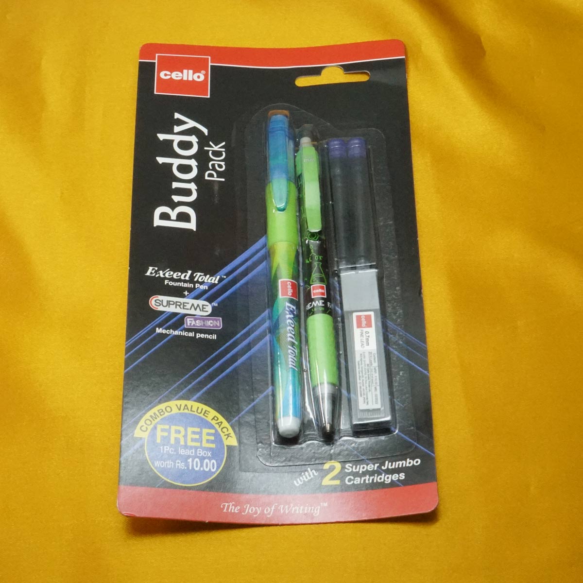 Cello Buddy Pack Green Color Designed Body Fine Nib With Mechanical  Pencil And Led And Catridge Set Fountain Pen SKU 20854