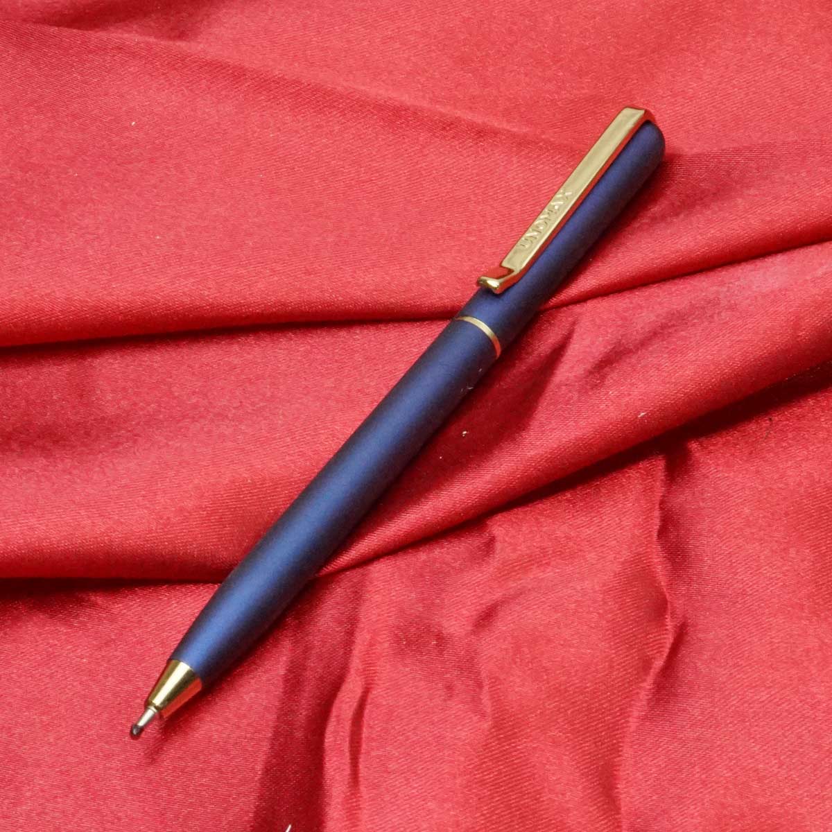 Unomax Premier Gold Slim Mat Blue Color Body With Gold Clip Fine Tip  Twist Type Ball Pen SKU 20987