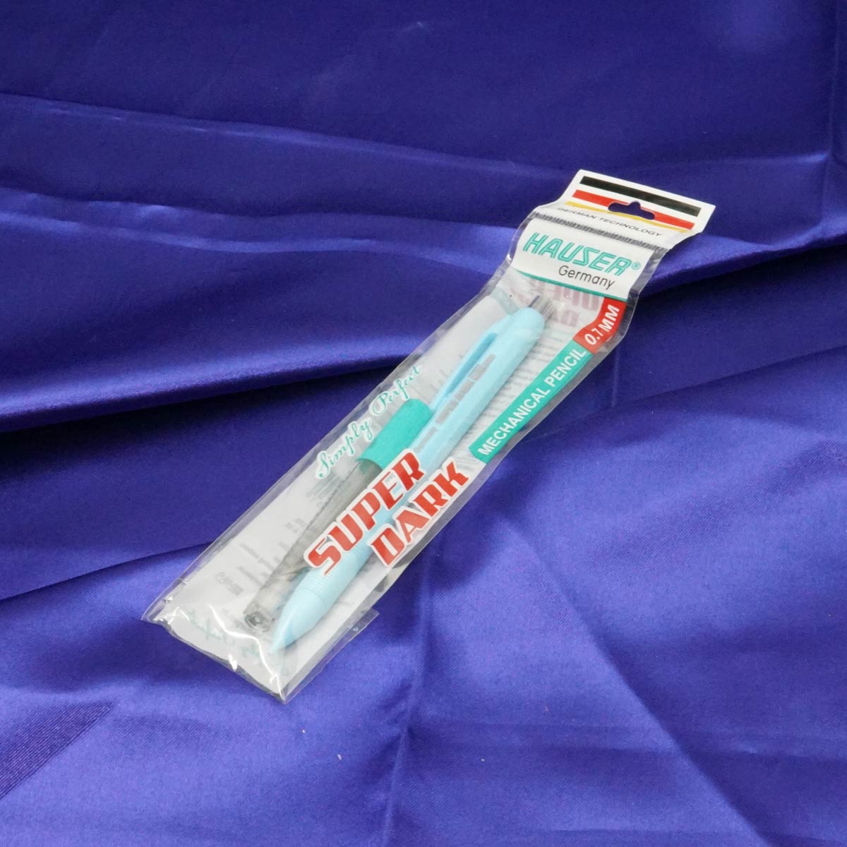 Hauser Super Dark 0.7mm Blue Color Body With One Led Box Pencil Set SKU 20995