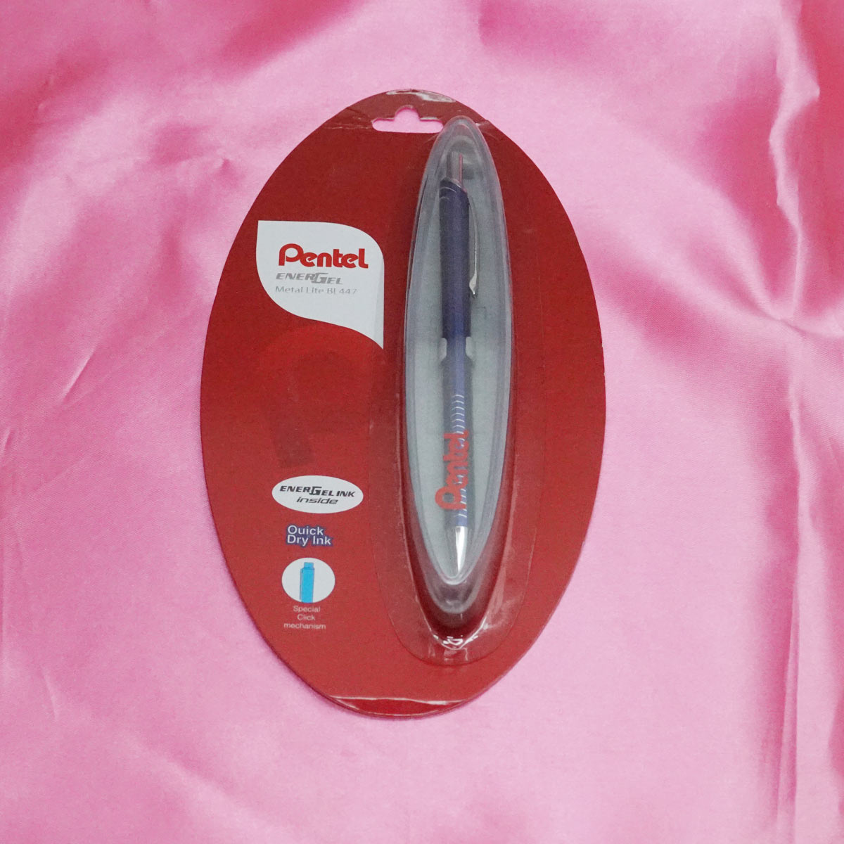 Pentel Energel Metal Lite Blue Color Body With Silver Clip Fine Tip Click type Ball Pen SKU 20999