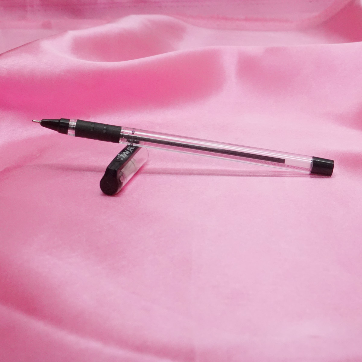 Rorito B Max Transparent Body With 0.7mm Black Writing Cap Type Ball Pen SKU 21003