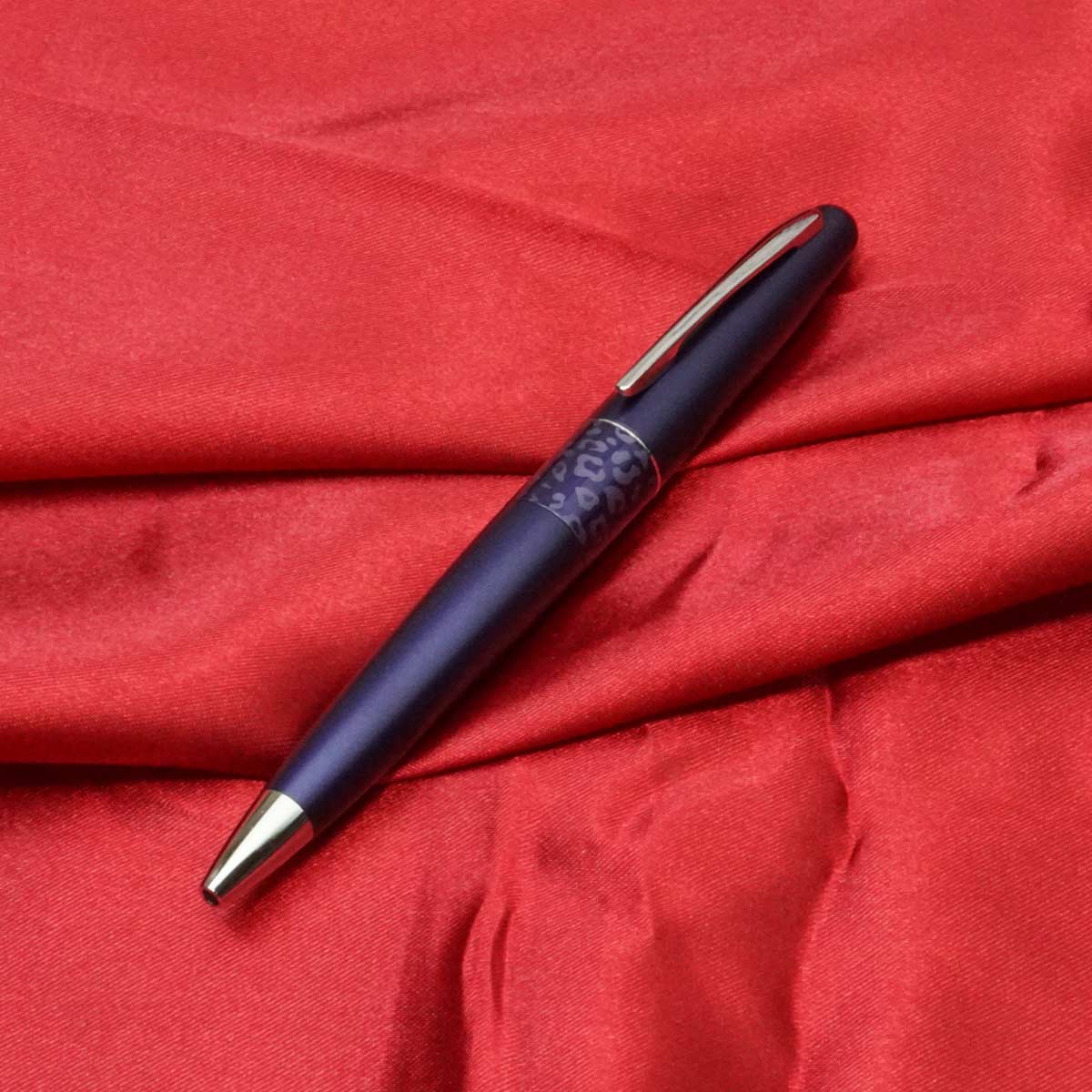 Pilot MR 2 Leopard Blue Color Designed Glossy Finish Body with Silver Trim Fine Tip Twist Ball Pen SKU 21049