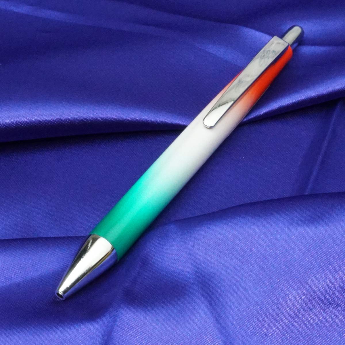 penhouse.in Tiranga Flag Colored Retractable Silver Trims Ball Pen SKU 21064