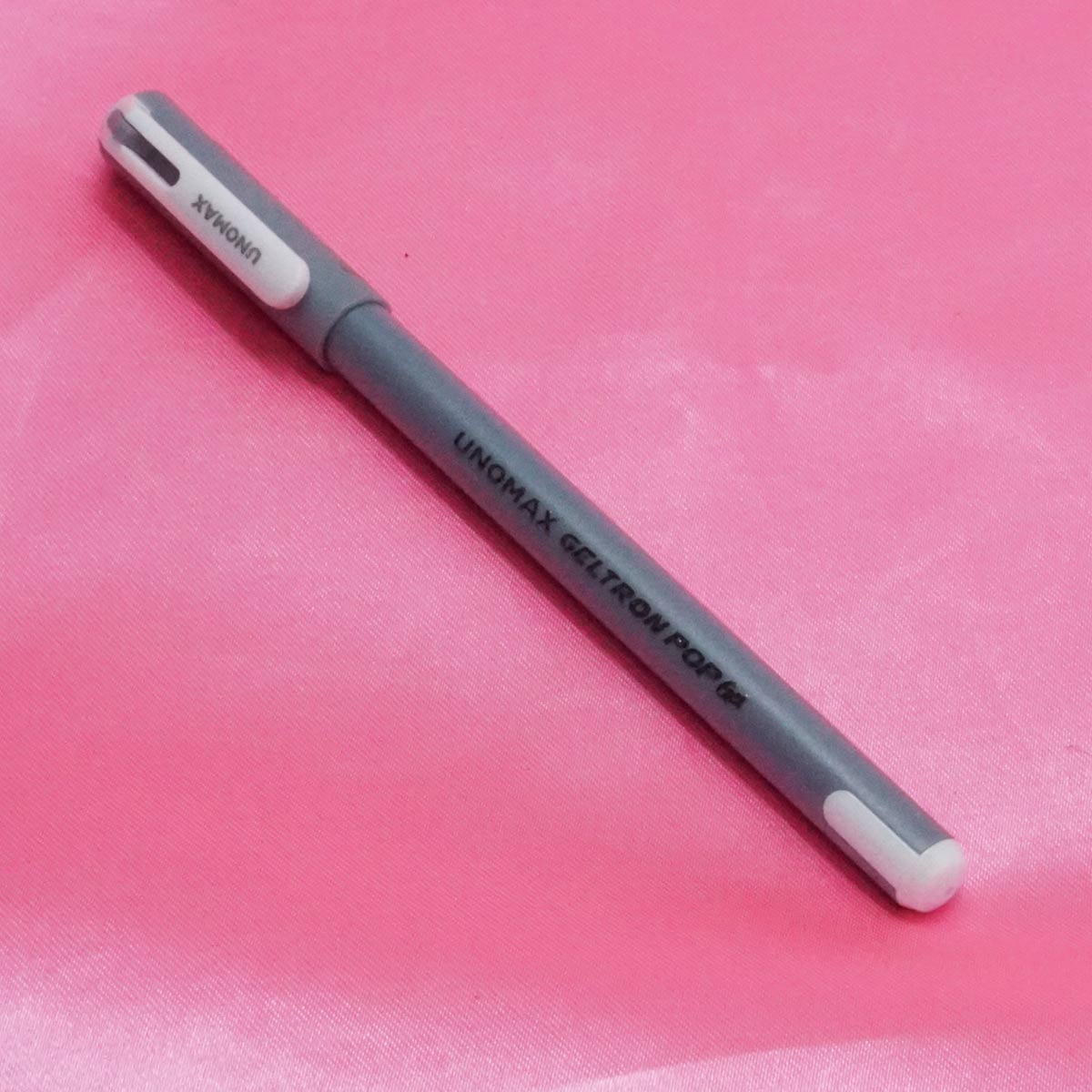 Unomax Geltron Pop Gel Mat Grey Color Body Black Writing With Fine Tip