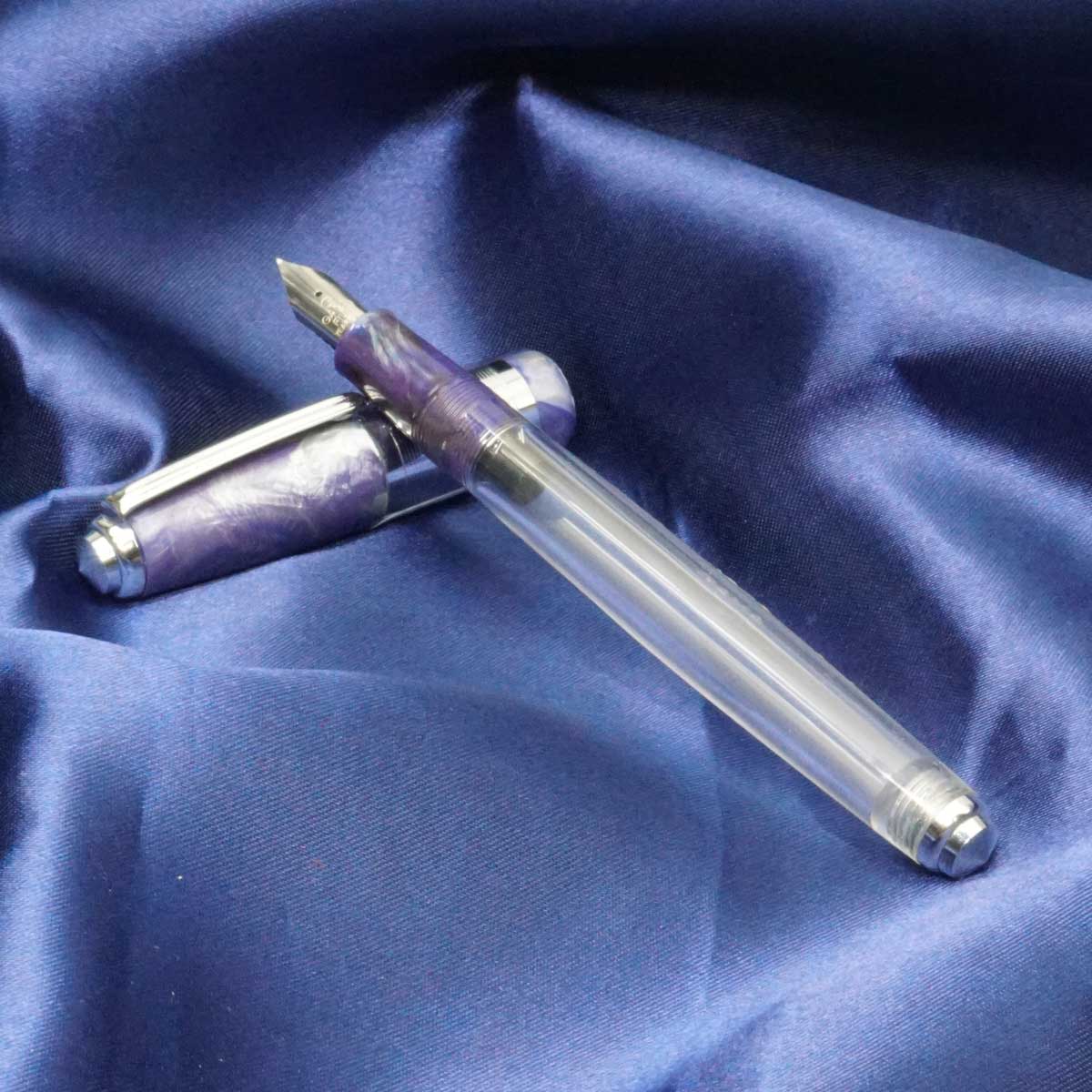 Gama No 6 Violet Color Cap With Transparent Body Fine Nib Eyedropper Type Fountain Pen SKU 21241