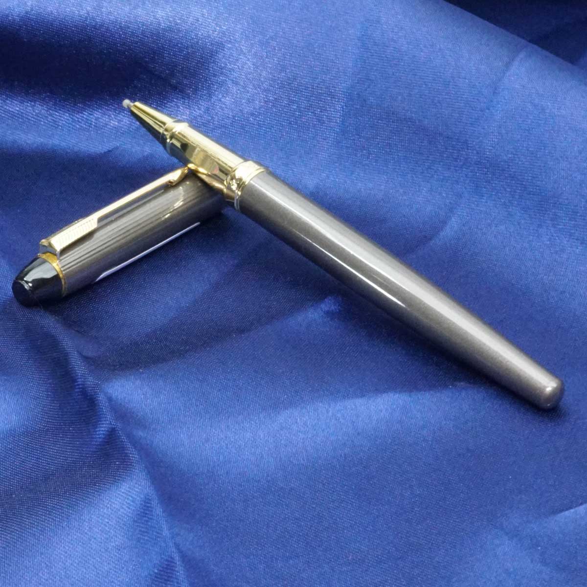 penhouse.in Slim Grey Color Body With Medium Tip Gold Trim Roller Ball