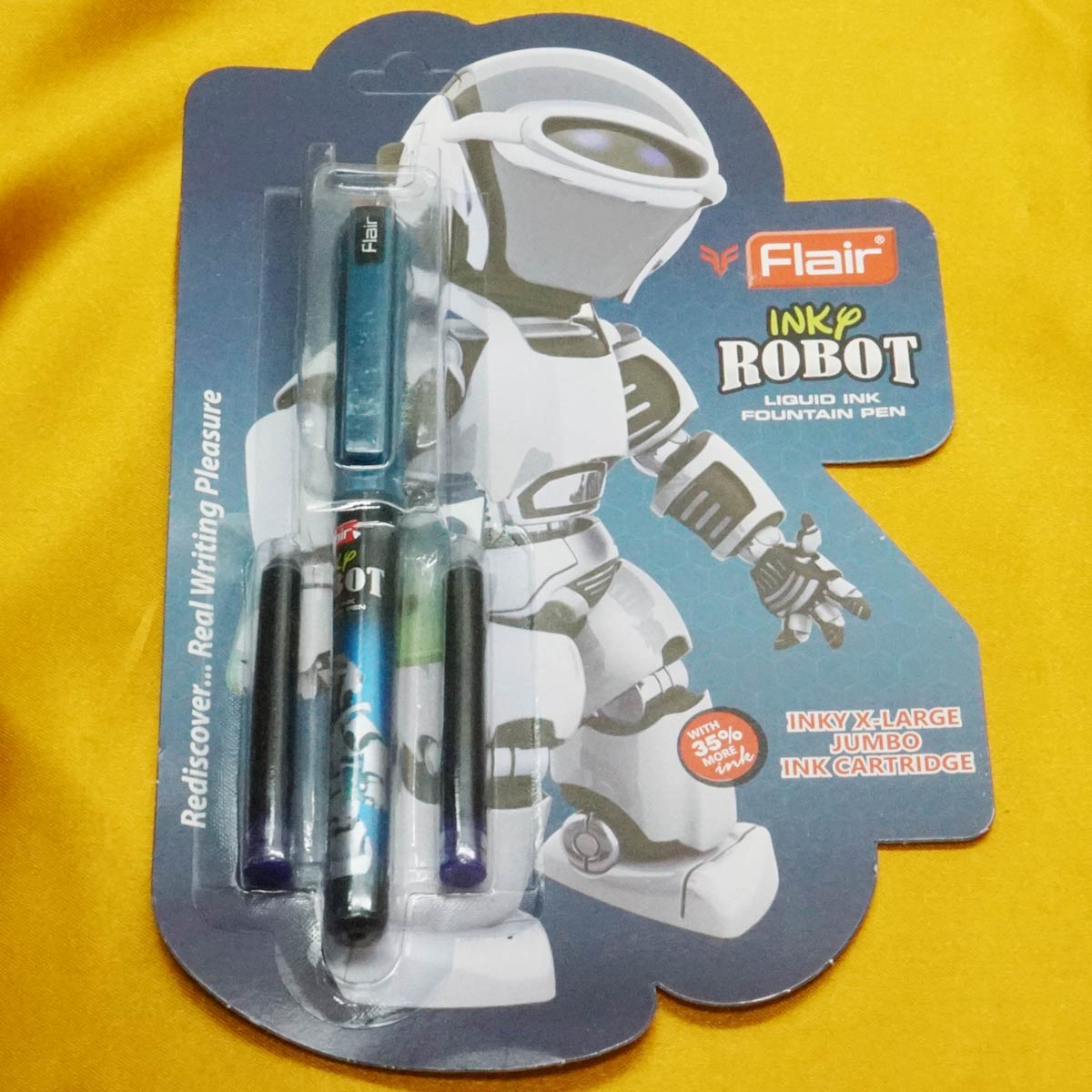 Flair Inky Robot Teal Blue Color Robot Designed Body With Fine Nib And 2 Catridge Fountain Pen