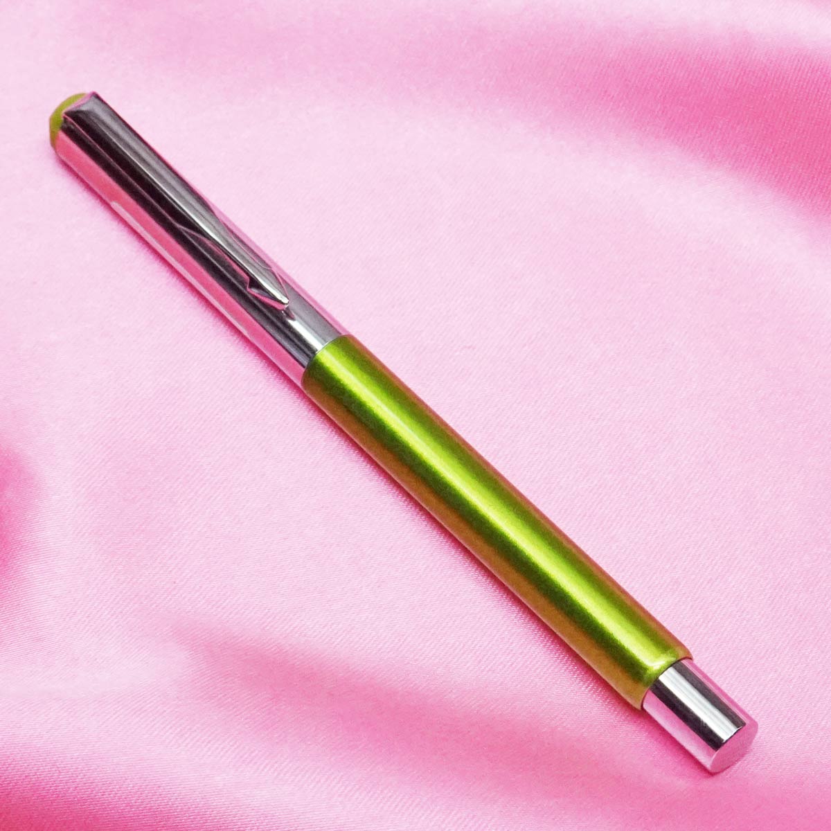 penhouse.in Bright Green Color Body With Silver Cap Medium Tip  Roller Ball Pen SKU 21409
