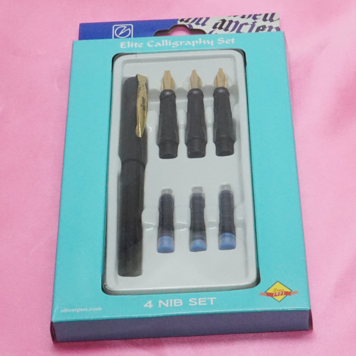 Oliver Elite Calligraphy Black Color Body With 4 Different Nibs Calligraphy Set SKU 21452