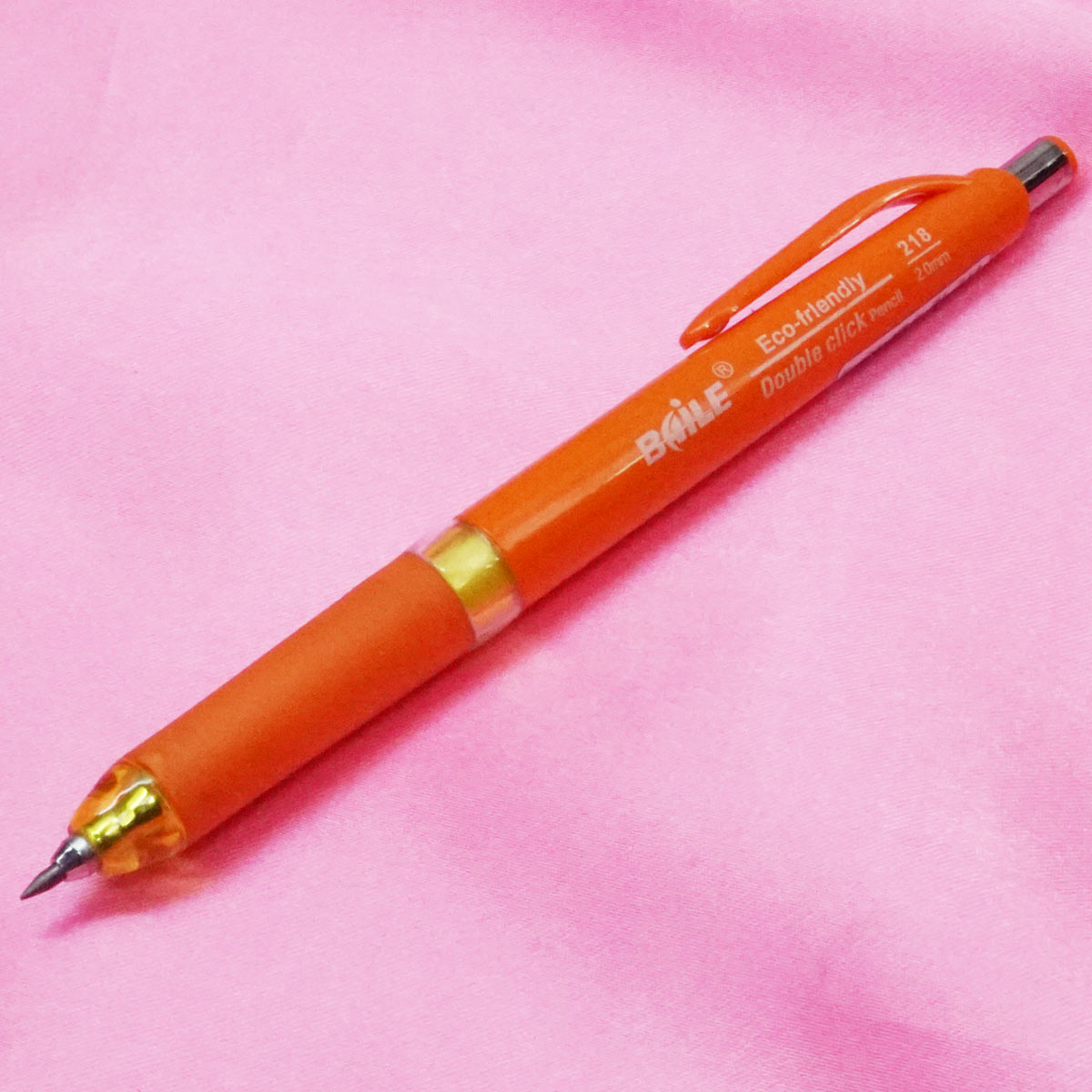 Baile 218  Orange Color Body Design Rubber Grip Double Click 2.0mm Led Pencil SKU 21500