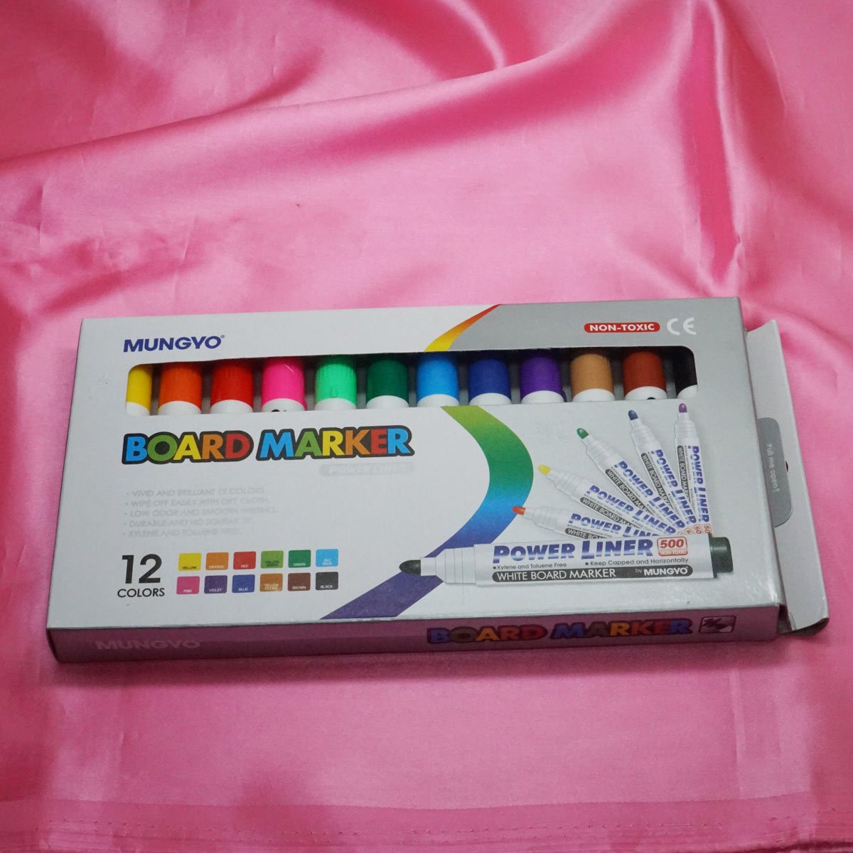 Mungyo White Board Marker Power Liner 12 Assorted Colors Set Pack SKU 21609