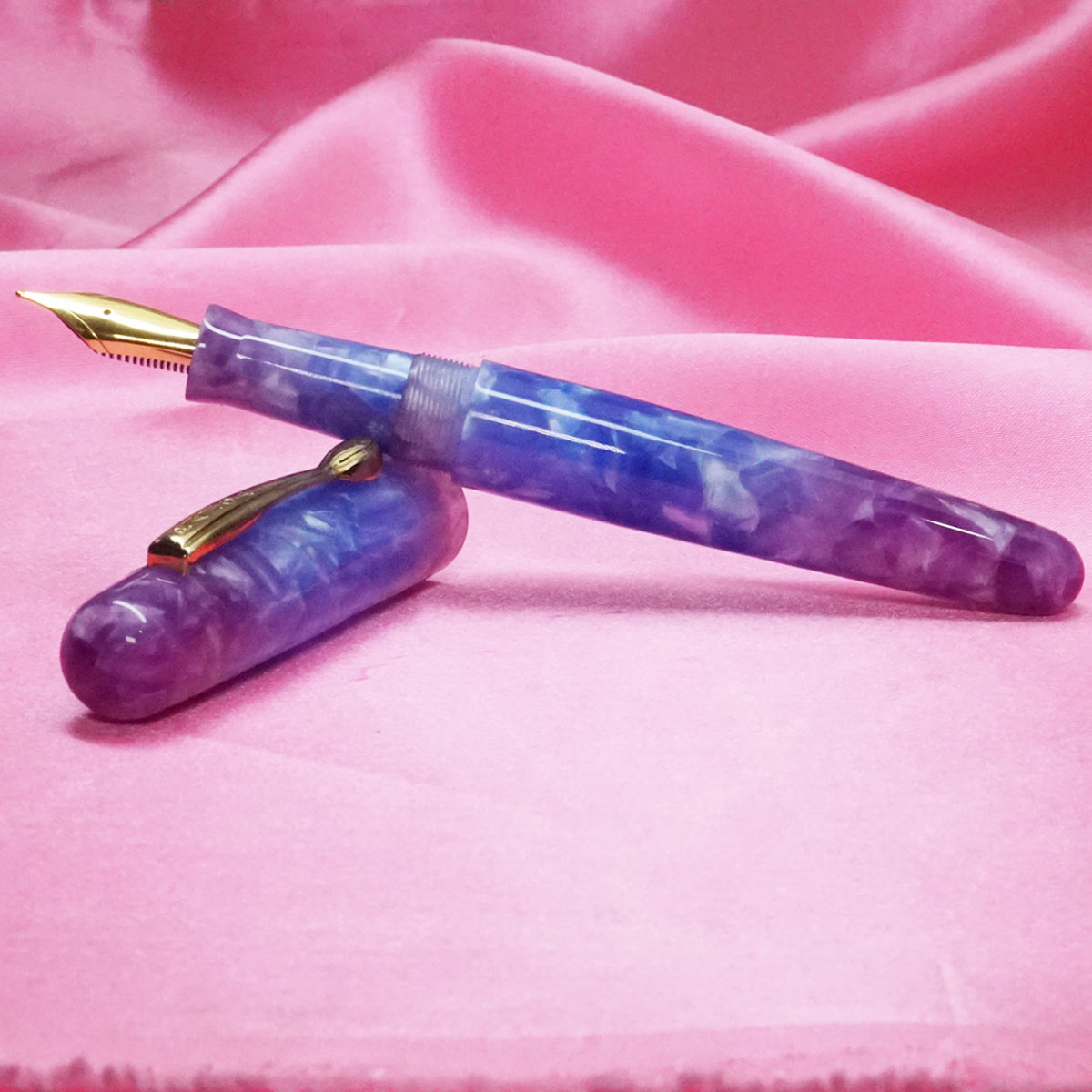 Ranga Handmade Samurai Model P30 Blue Purple Cracked Ice Designed Round