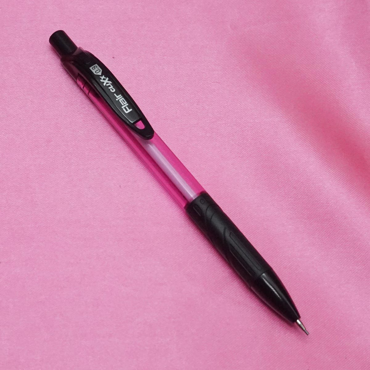 Flair Clixx 0.9mm Transparent Pink Color Body With Bold Writing  Mechanical Pencil SKU 21702