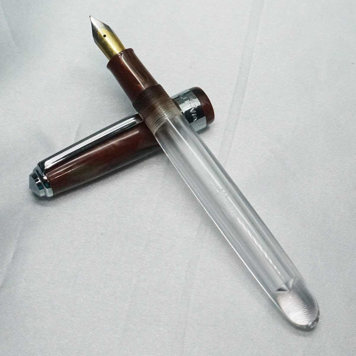 Wality 69T Brown Marble Finish Cap With Transparent Body No 8 Fine Nib