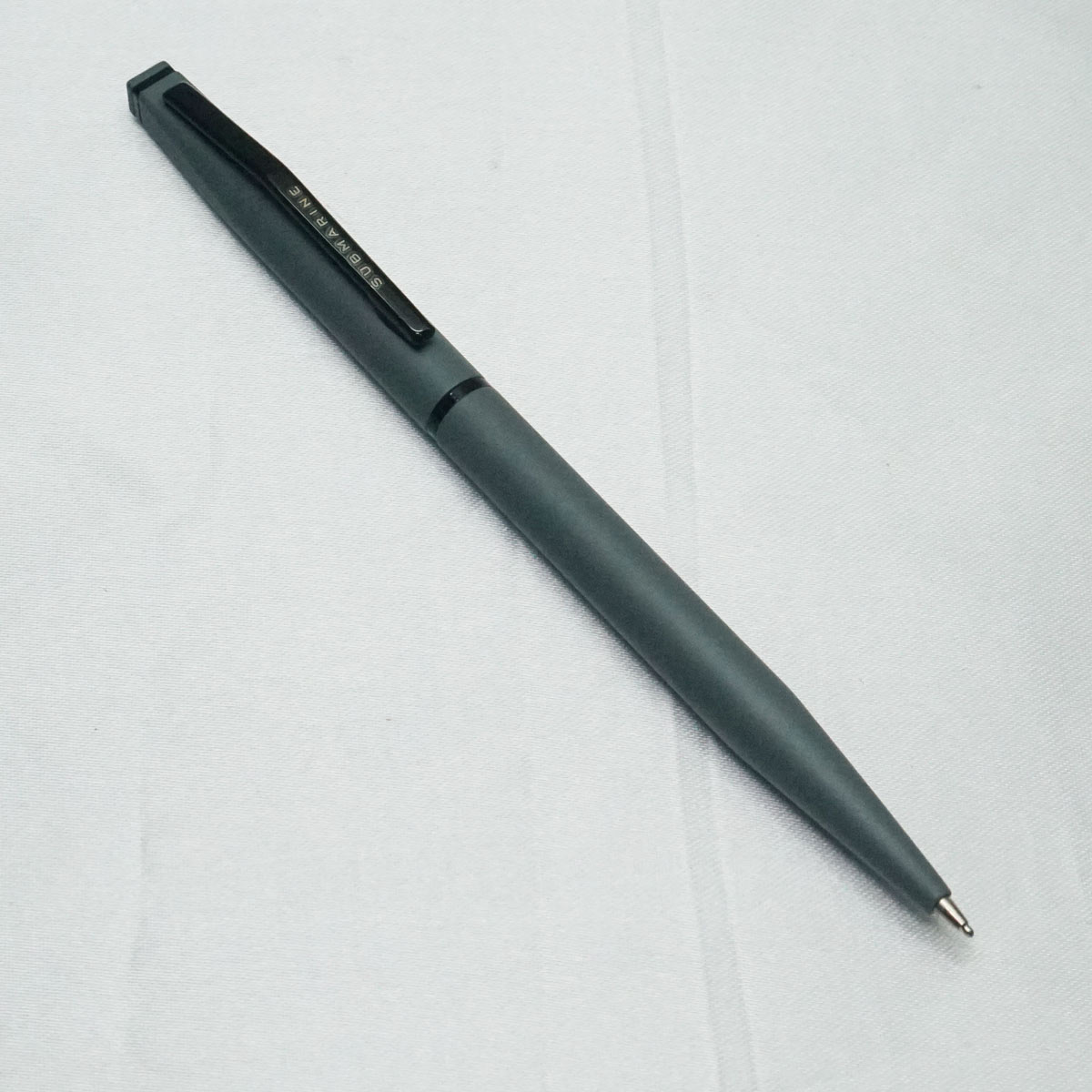 Submarine 992 Grey Color Mat Finish Body With Fine Tip Black Trim Twist Type Ball Pen SKU 21722