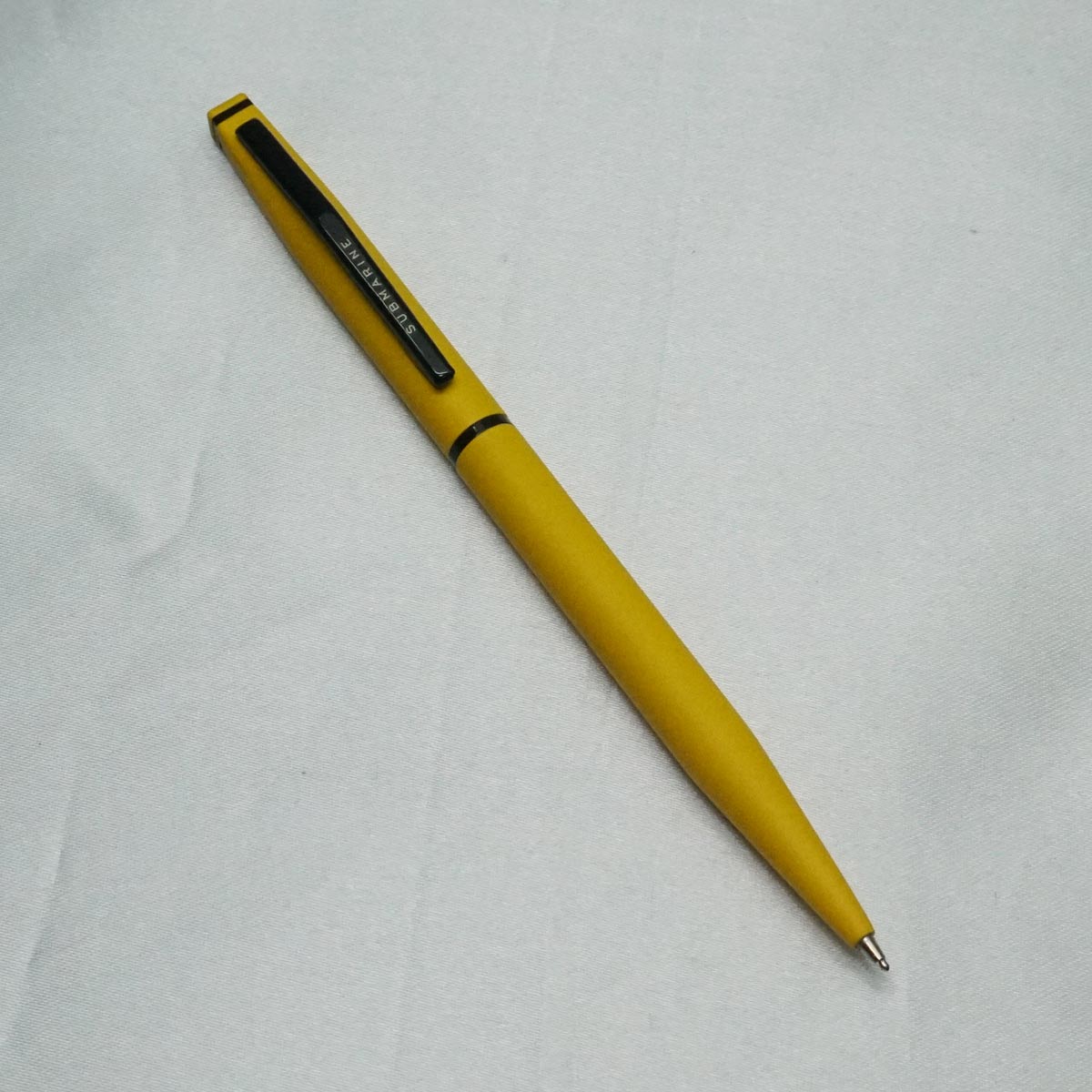 Submarine 992 Yellow Color Mat Finish Body With Fine Tip Black Trim Twist Type Ball Pen SKU 21723