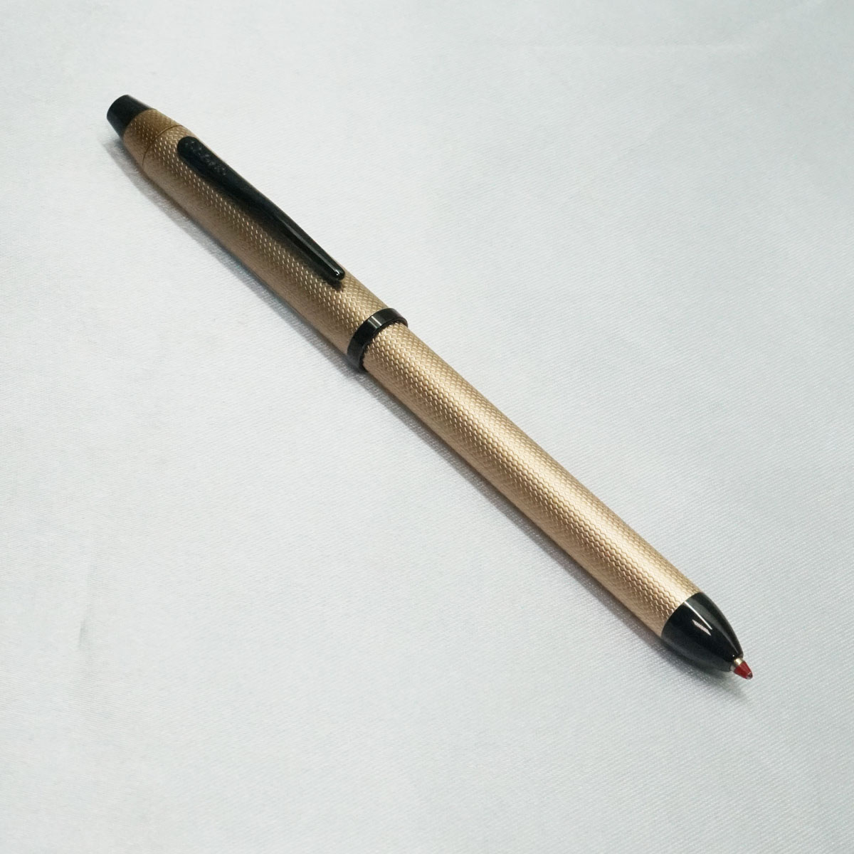Cross Tech 3 Gold Knurled Body and Cao Twist Type Ball pen with Black Trims SKU 21782