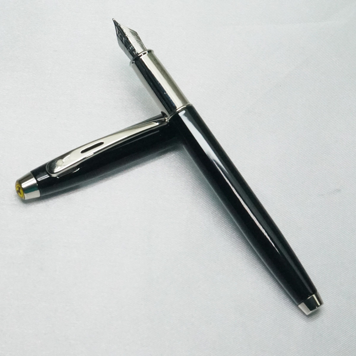 Sheaffer 100 Black Body and Cap Ferarri logo on Top medium tipped